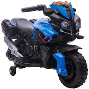 HOMCOM Mota Elétrica para Crianças 6V com Faróis Buzina 2 Rodas de Equilibrio Velocidade Máx. de 3km/h  88,5x42,5x49 cm Azul