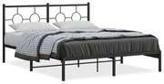 vidaXL Estrutura de cama em metal com cabeceira 150x200 cm preto