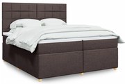 vidaXL Cama com molas/colchão 200x200 cm tecido castanho-escuro