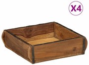 vidaXL Tabuleiro com armazenamento 4 pcs Castanho 31 x 29 x 10 cm