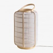 Candeeiro De Mesa Mikayla Em Bambu E Algodão Branco - Sklum