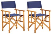 vidaXL Cadeiras de realizador 2 pcs madeira de acácia maciça azul