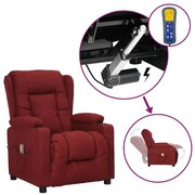 vidaXL Poltrona elevatória de massagens tecido vermelho tinto