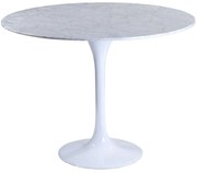 Mesa de Jantar Redonda TUL com Base em Fibra de Vidro e Tampo em Mármo