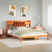 vidaXL Cama com estante sem colchão 180x200 cm pinho maciço