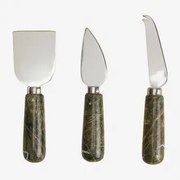 Conjunto De 3 Talheres Para Queijos Em Mármore E Aço Inoxidável Calven Mármore Verde Forest - Sklum