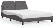 Cama com colchão 140x190 cm couro artificial cinzento