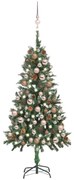 vidaXL Árvore Natal artificial pré-iluminada c/ bolas e pinhas 150 cm