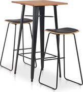 vidaXL 3 pcs conjunto de bar em aço preto