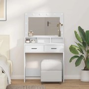 Mesa de Maquilhagem vidaXL com Luzes LED, Branca, 79x41x135 cm