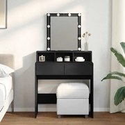 vidaXL Toucador com LED 80x41x144,5 cm preto