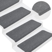 vidaXL Tapetes de escada autoadesivos 15 pcs 65x24,5x3,5 cm cinzento