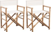 vidaXL Cadeiras de diretor dobráveis 2 pcs bambu e lona