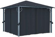 Gazebo com cortina 300x300 cm alumínio antracite