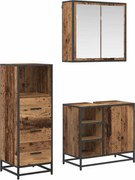 vidaXL Conjunto de Móveis para Banheiro com porta 3 pcs Madeira Antiga