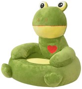 vidaXL Cadeira em pelúcia infantil, sapo, verde