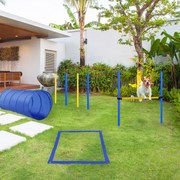 Treino de Agilidade para Cães Obstáculos de Salto para Cães com Altura Ajustável Túnel e Bolsa de Transporte Azul