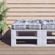 vidaXL Almofadão p/ sofá de paletes 50x50x12 cm tecido xadrez cinzento