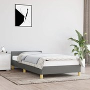 vidaXL Estrutura de cama sem colchão 90x200 cm tecido cinzento-escuro