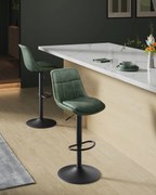 Conjunto de 2 bancos de bar ajustáveis com assento acolchoado em PU | VASAGLE | 48 x 44 x 112 cm | verde floresta | LJB095C01.