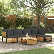 vidaXL 6 pcs conjunto de sofás de jardim com almofadões acácia maciça
