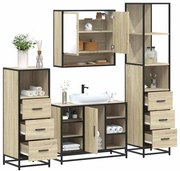 vidaXL 4 pcs conj. móveis casa banho derivados madeira carvalho sonoma