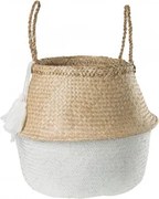 Cesto Em Junco Kahs Borl Ø40 X 38 Cm & Branco - Sklum