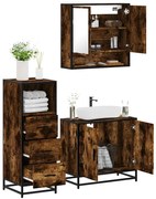 vidaXL 3 pcs conjunto de móveis WC madeira processada carvalho fumado