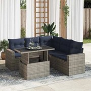 vidaXL 6 pcs conjunto sofás jardim com almofadões PE/acácia cinzento
