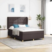 Cama Box Spring vidaXL com Colchão Marrom Escuro 140x200 cm Tecido