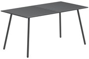 Outsunny Mesa de Jardim Retangular de Aço 150x80x74 cm Mesa de Refeição para Exterior com Desenho em Ripas Cinzento Escuro | Aosom Portugal