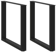 vidaXL Pés de mesa de jantar em forma de U, 2 peças, preto, 80x (72-73) cm, aço