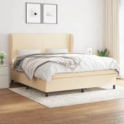vidaXL Cama com molas/colchão 180x200 cm tecido cor creme