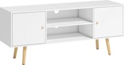 HOMCOM Móvel de TV para Televisores de até 55 Polegadas com 2 Portas 2 Prateleiras de Armazenamento 120x34x50cm Branco | Aosom Portugal