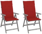 vidaXL Cadeiras jardim reclináveis c/ almofadões 2 pcs acácia maciça