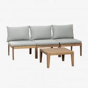 Conjunto De Jardim De 3 Peças Com Mesa De Centro De Madeira De Acácia Filips Cinza Claro - Sklum