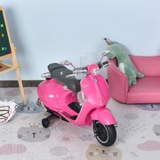 Motocicleta Elétrica Infantil VESPA acima de 3 anos com Faróis Música 2 Rodas Auxiliares 108x49x75 cm Rosa