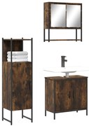 3 pcs conjunto de móveis WC madeira processada carvalho fumado