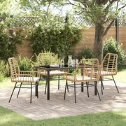 vidaXL Conjunto de Jantar de Jardim de 5 Peças com Almofadas, Rattan Sintético Marrom