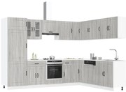 vidaXL 14 peças armário de cozinha conjunto Kalmar cinza sonoma