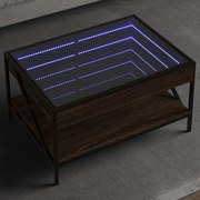 vidaXL Mesa de centro luzes LED Infinity 70x50x38 cm carvalho castanho