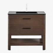 Conjunto De Móvel De Casa De Banho Em Madeira Com Lavatório Integrado Misene Madeira Escura & Sem Espelho & Branco ↑20 Cm - Sklum