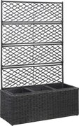 vidaXL Floreira com treliça e 3 vasos 83x30x130 cm vime PE preto