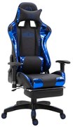 Cadeira Gamer de corrida Turbo com apoio para os pés preto/azul brilhante