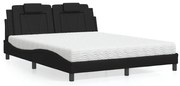vidaXL Cama Viana com colchão 160x200 cm couro artificial preto