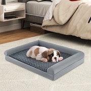 Cama ortopédica para cães grandes 113 x 89 x 18 cm com almofada para cães grandes e médios L Cinza
