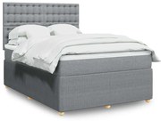 vidaXL Cama com molas/colchão 140x190 cm tecido cinzento-claro