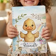 Amigos: livro interativo com velcro – O pato na piscina