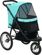 PawHut Carrinho para cães, carrinho para animais de estimação para cães e gatos pequenos, com cesto de armazenamento, design dobrável com um clique, Turquesa | Aosom Portugal