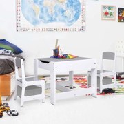 vidaXL Mesa infantil com duas cadeiras MDF branco